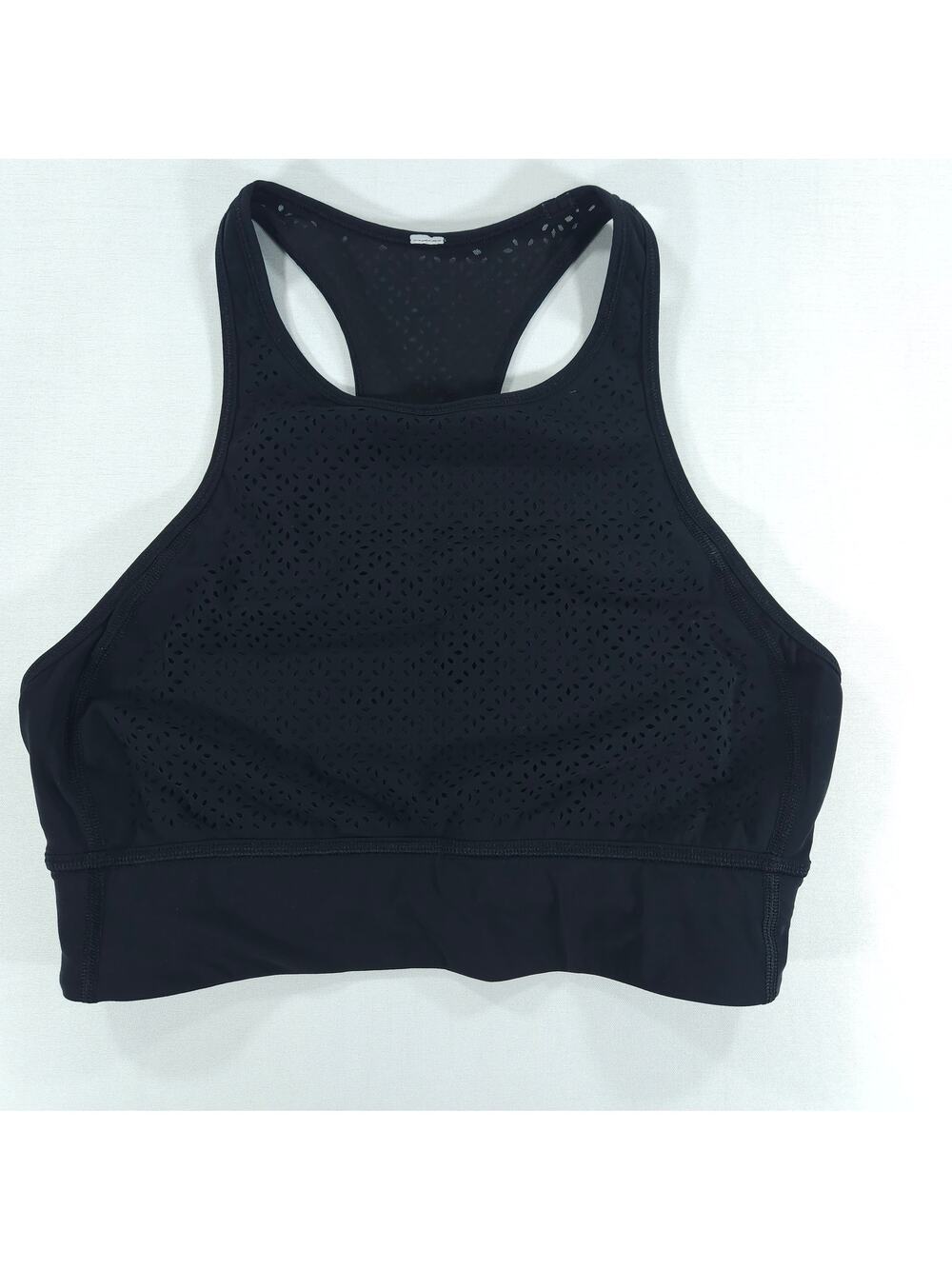 Lululemon Everlux Cut-Out Train Bra Women Size 8 Black Racerback Perforated